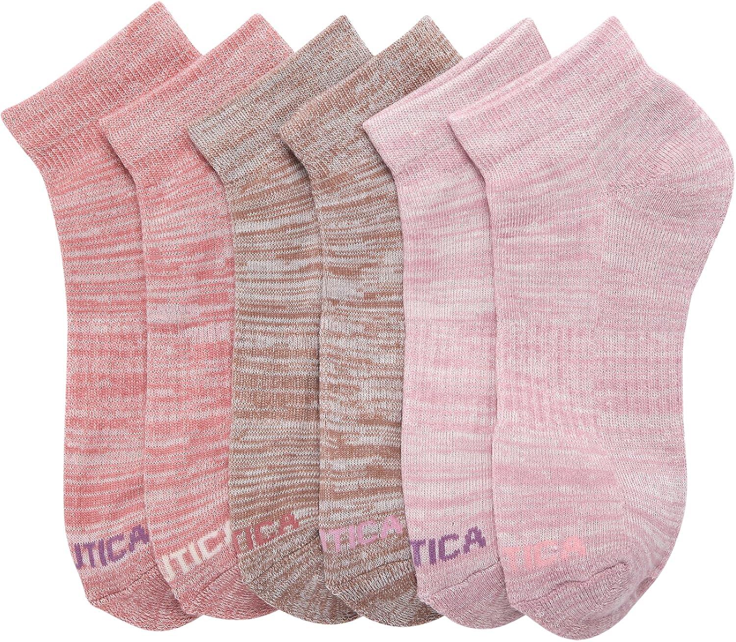 imageNautica Womens Quarter Socks 6 Pack Breathable Cushioned Athletic Performance Ankle Socks for Women Sizes 410Mauve Assorted