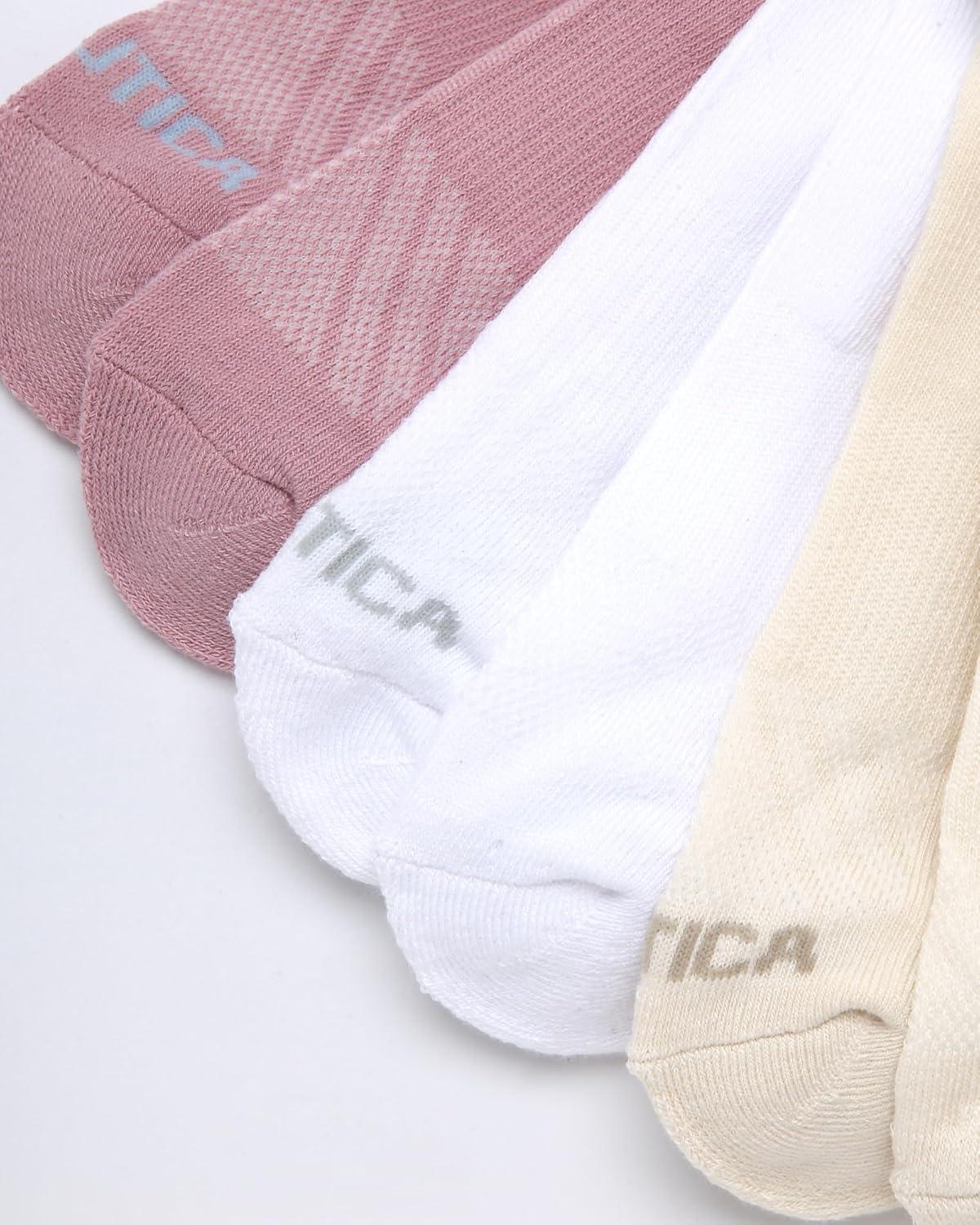 imageNautica Womens Quarter Socks 6 Pack Breathable Cushioned Athletic Performance Ankle Socks for Women Sizes 410Pink Oatmeal