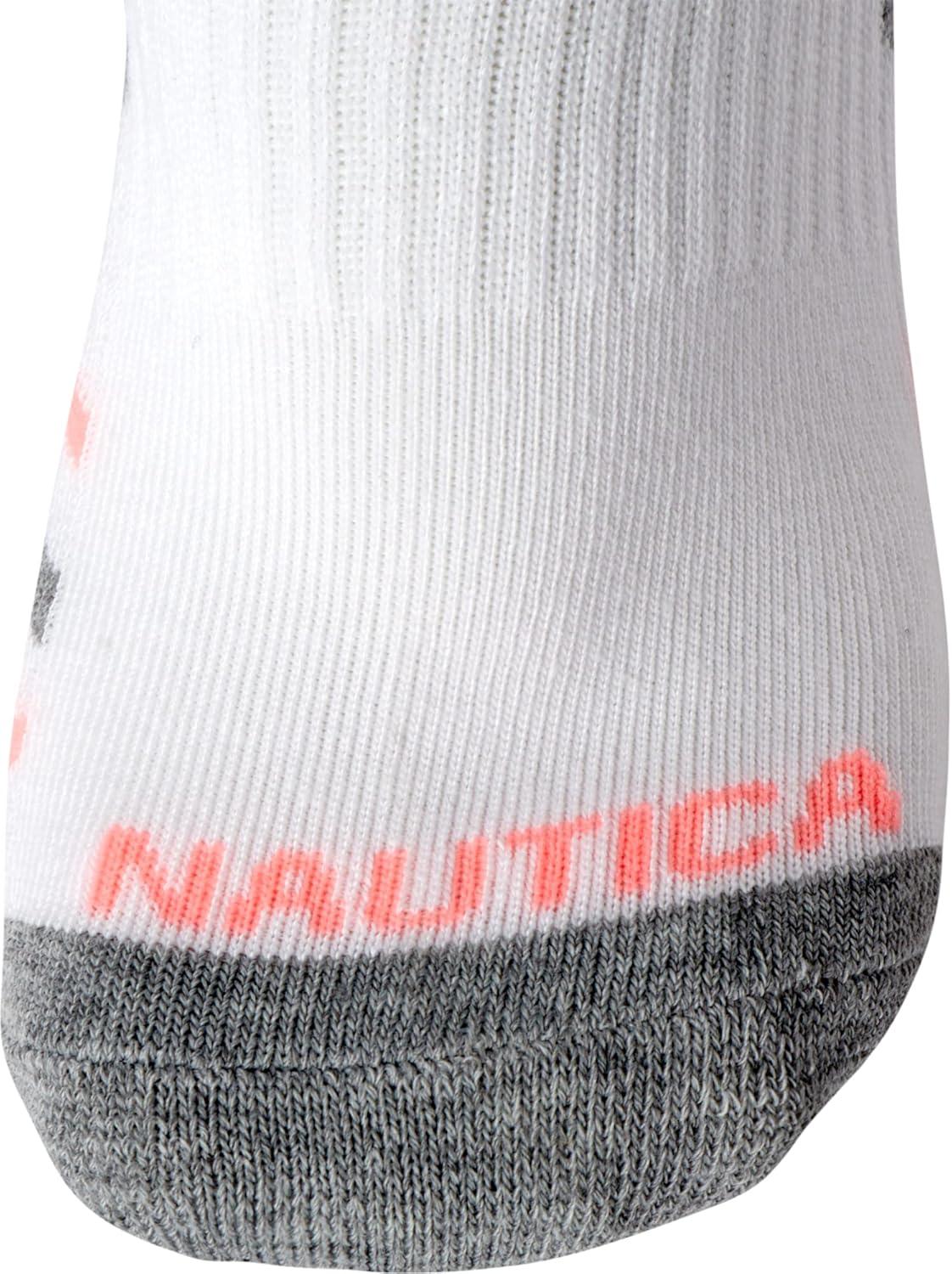 imageNautica Womens Quarter Socks 6 Pack Breathable Cushioned Athletic Performance Ankle Socks for Women Sizes 410White Stripe