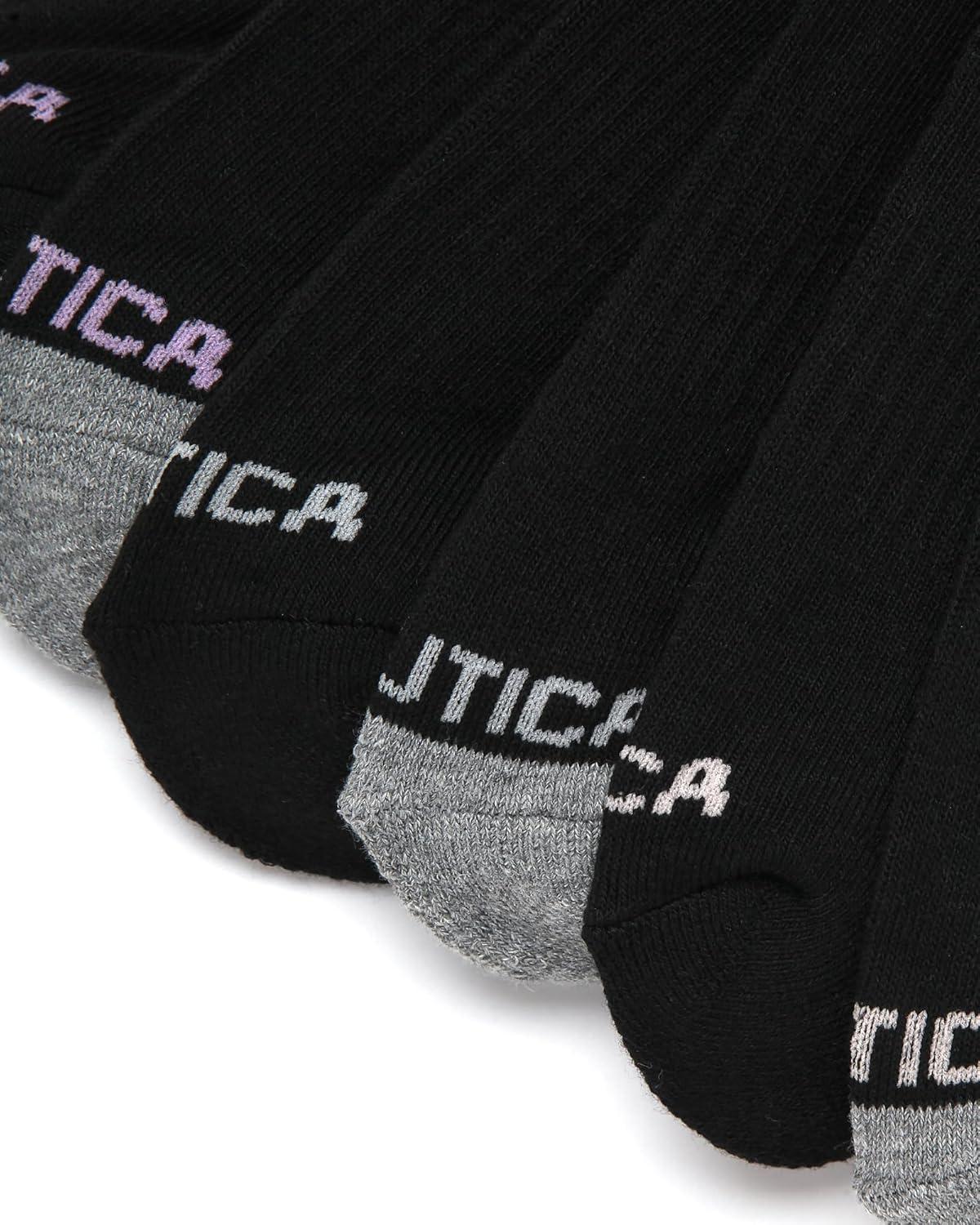 imageNautica Womens Quarter Socks 6 Pack Cushioned Moisture Wicking Athletic Socks for Women for Gym Running Sports 410All Black
