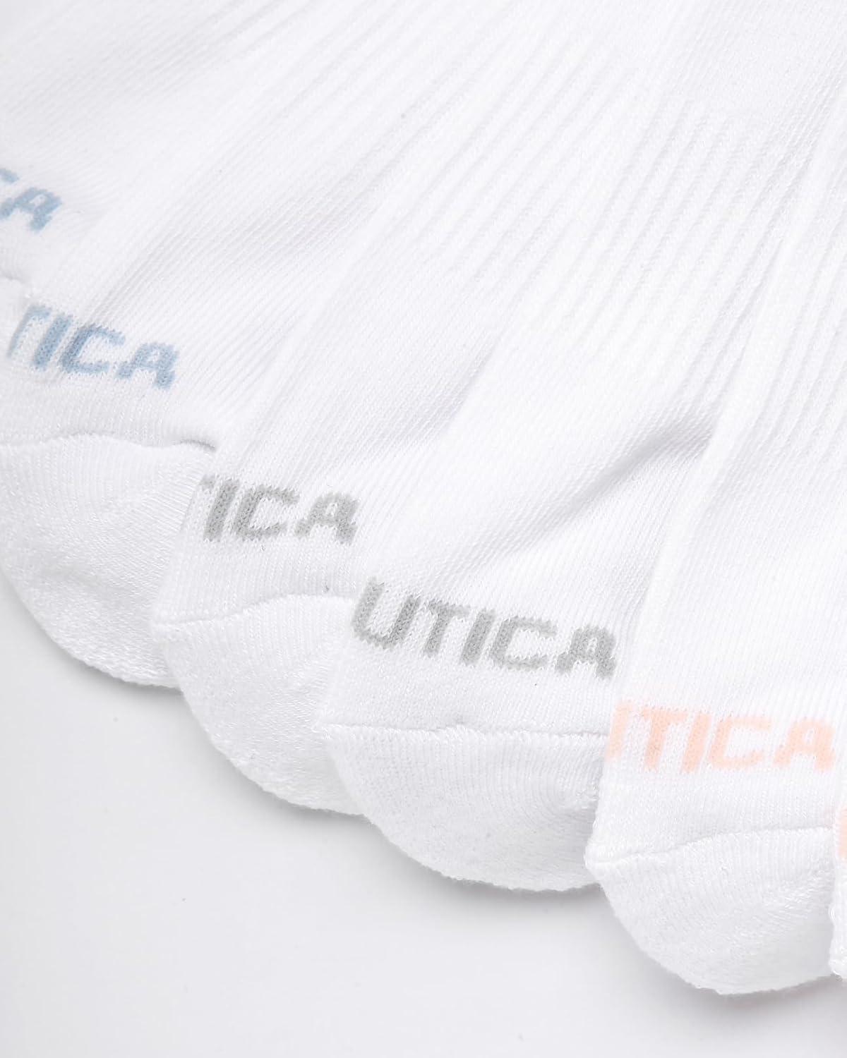 imageNautica Womens Quarter Socks 6 Pack Cushioned Moisture Wicking Athletic Socks for Women for Gym Running Sports 410All White