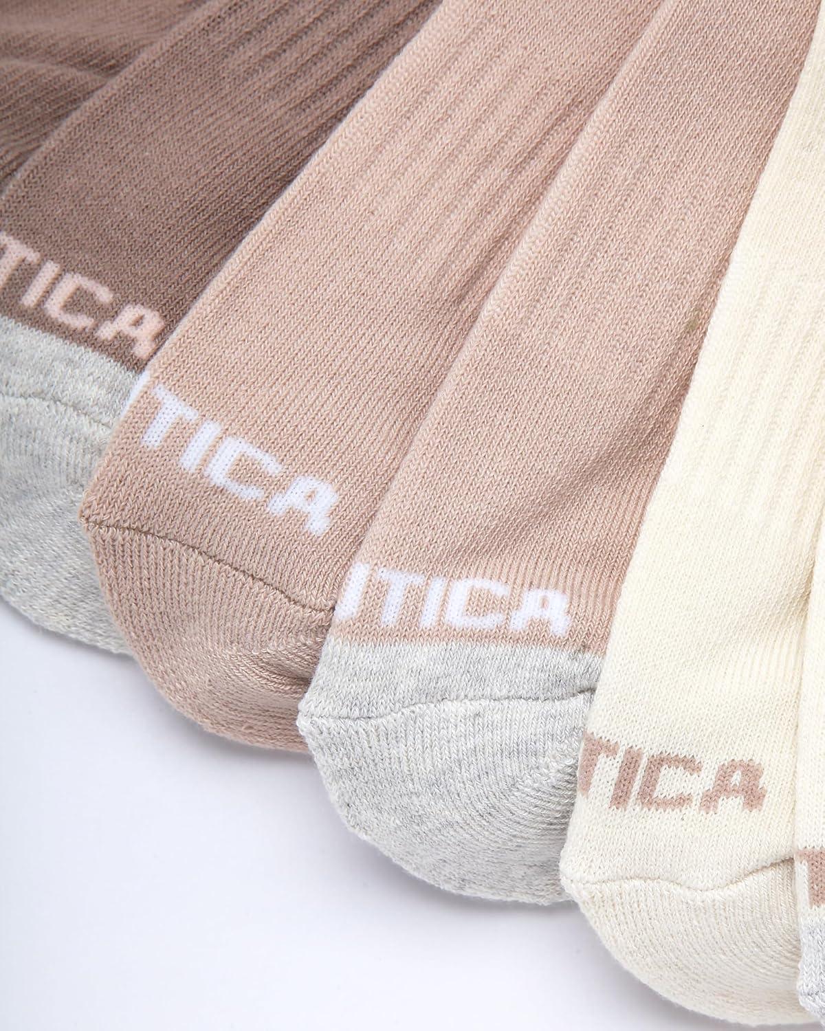 imageNautica Womens Quarter Socks 6 Pack Cushioned Moisture Wicking Athletic Socks for Women for Gym Running Sports 410Neutral Assorted