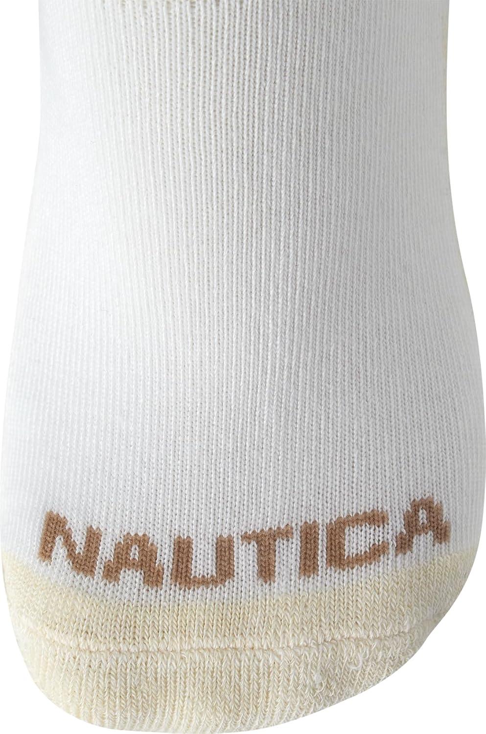 imageNautica Womens Quarter Socks 6 Pack Cushioned Moisture Wicking Athletic Socks for Women for Gym Running Sports 410WhiteOatmeal