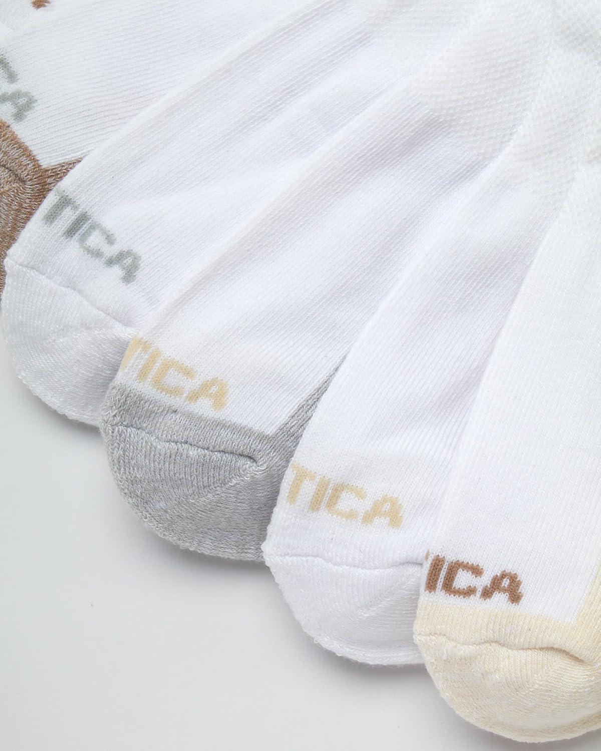 imageNautica Womens Quarter Socks 6 Pack Cushioned Moisture Wicking Athletic Socks for Women for Gym Running Sports 410WhiteOatmeal
