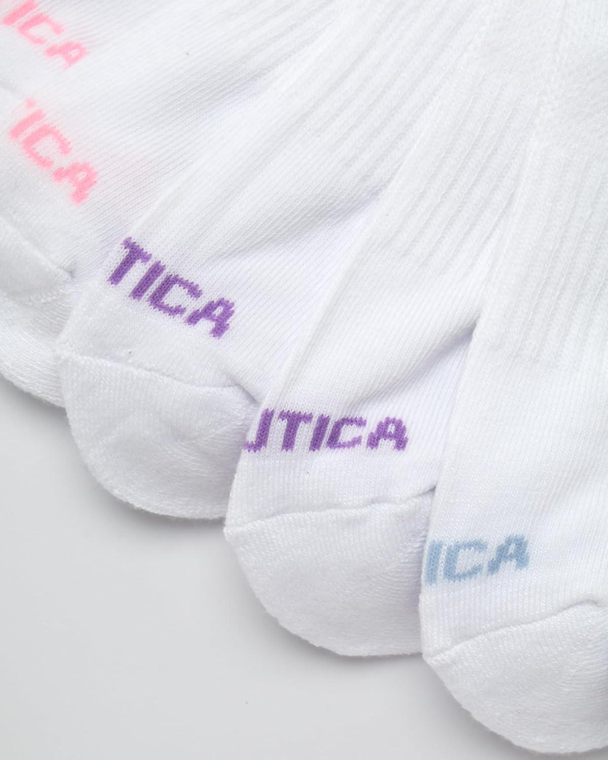imageNautica Womens Quarter Socks 6 Pack Cushioned Moisture Wicking Breathable Womens Crew Socks for Running and WorkoutsAll White