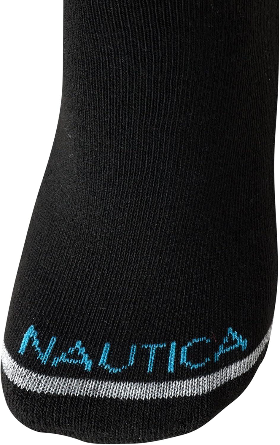 imageNautica Womens Quarter Socks 6 Pack Cushioned Moisture Wicking Breathable Womens Crew Socks for Running and WorkoutsBlack
