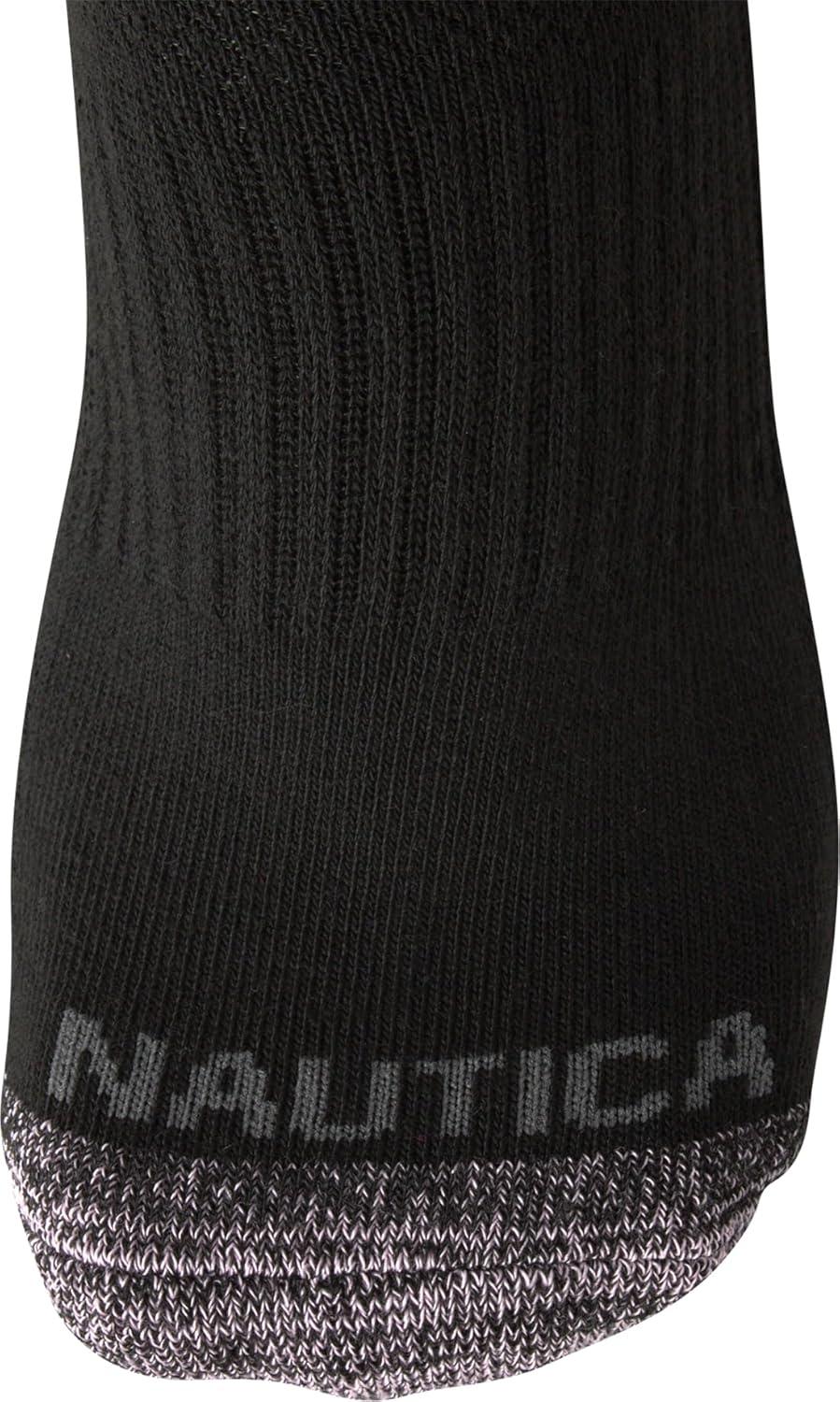 imageNautica Womens Quarter Socks 6 Pack Cushioned Moisture Wicking Breathable Womens Crew Socks for Running and WorkoutsBlack Heather Multi