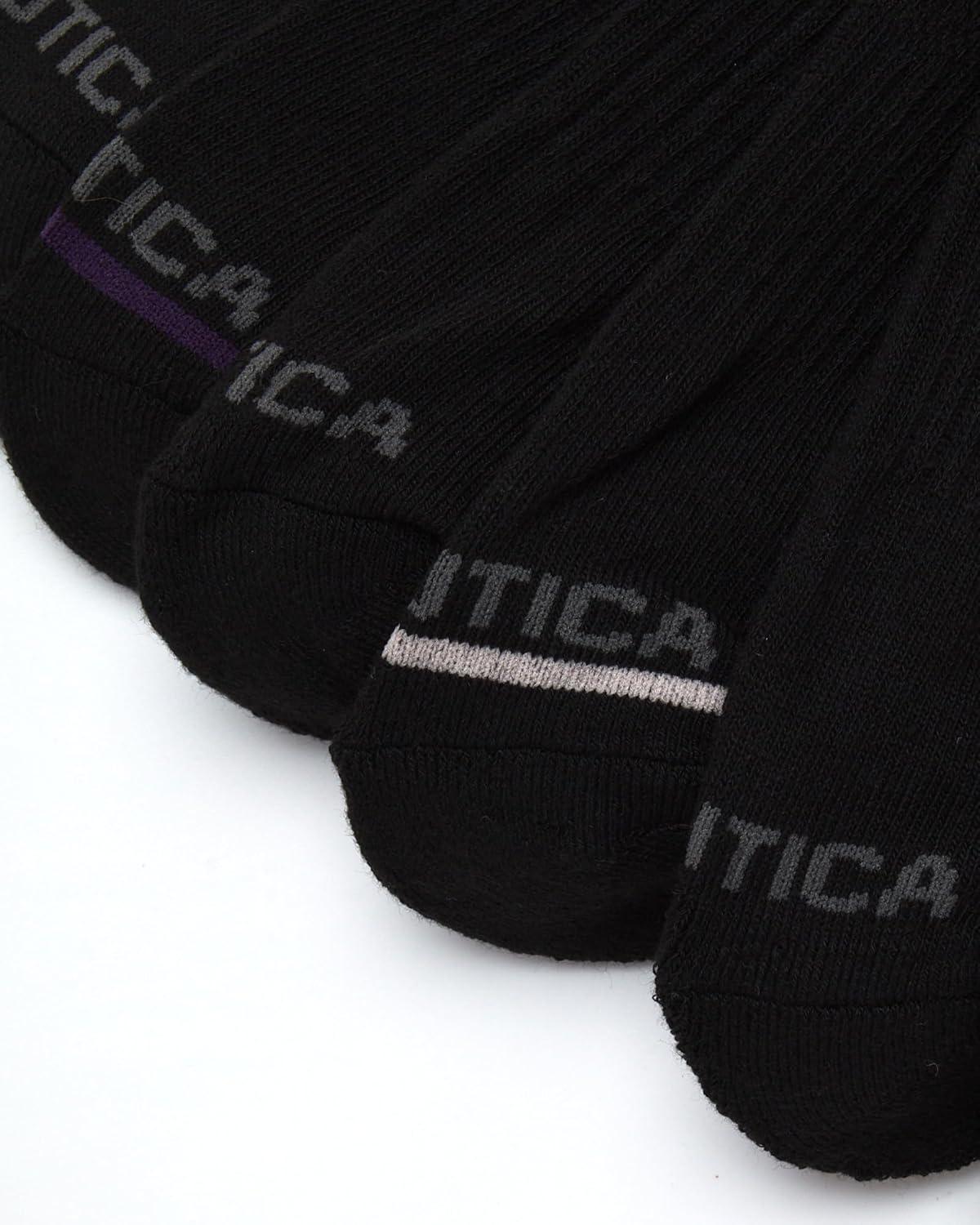 imageNautica Womens Quarter Socks 6 Pack Cushioned Moisture Wicking Breathable Womens Crew Socks for Running and WorkoutsClassic Black