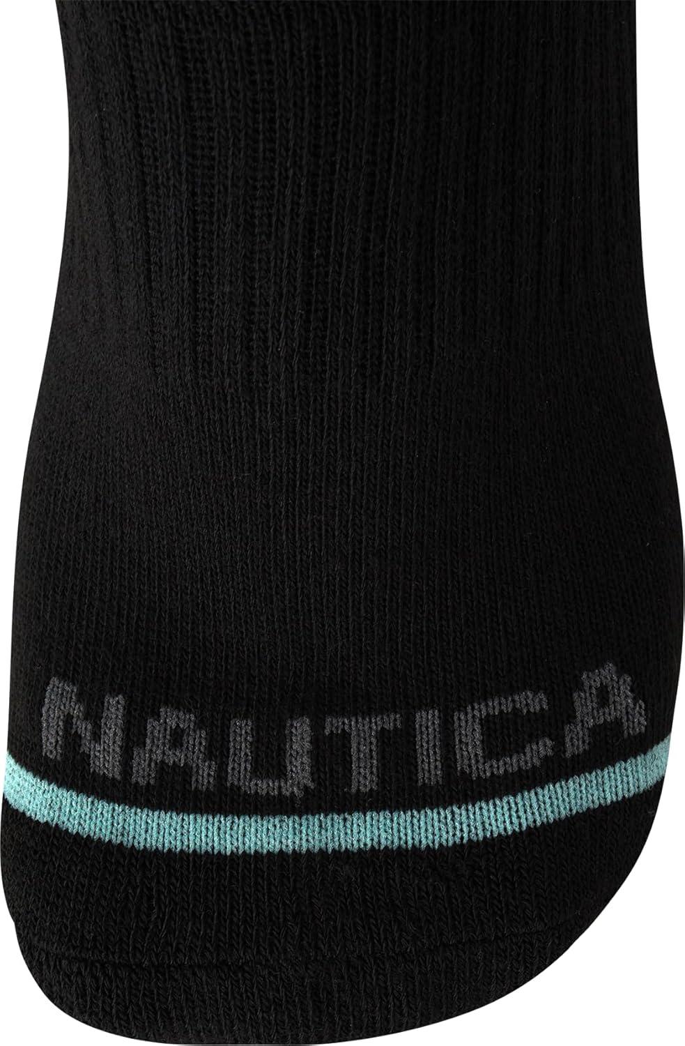 imageNautica Womens Quarter Socks 6 Pack Cushioned Moisture Wicking Breathable Womens Crew Socks for Running and WorkoutsClassic Black