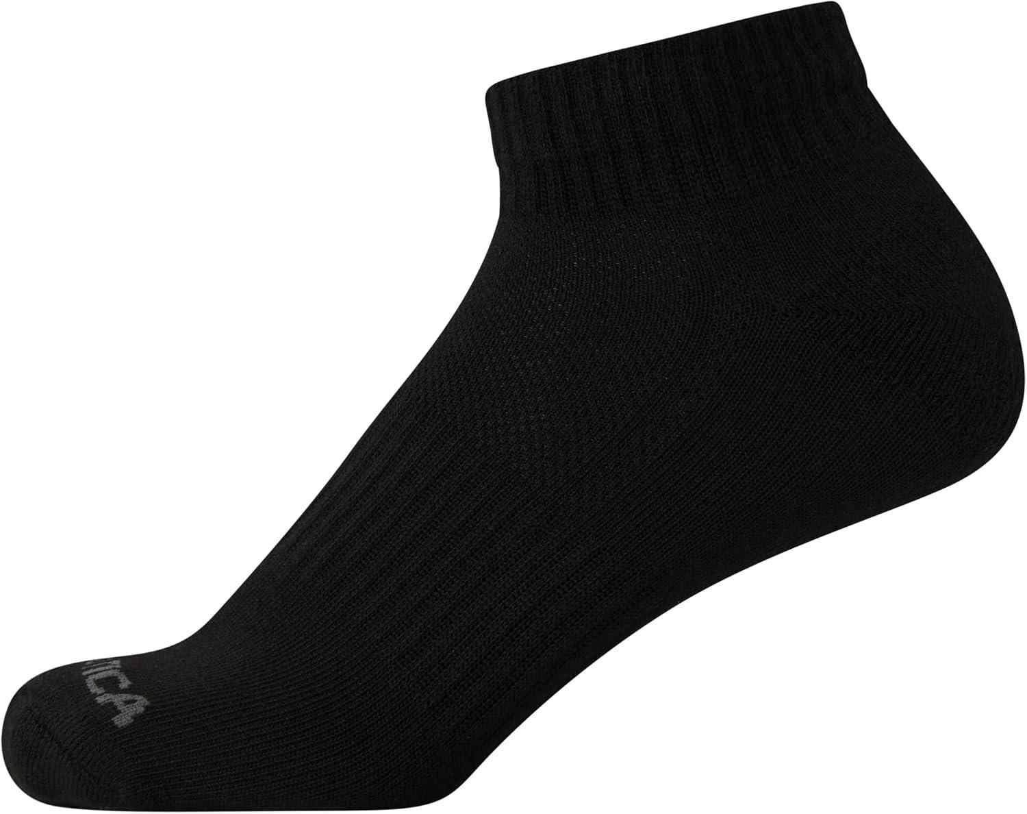imageNautica Womens Quarter Socks 6 Pack Cushioned Moisture Wicking Breathable Womens Crew Socks for Running and WorkoutsClassic Black
