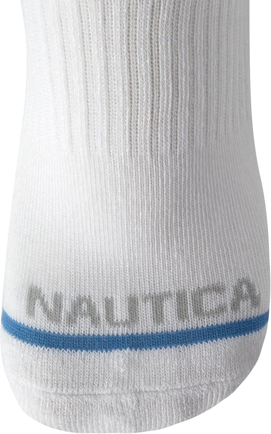 imageNautica Womens Quarter Socks 6 Pack Cushioned Moisture Wicking Breathable Womens Crew Socks for Running and WorkoutsClassic White