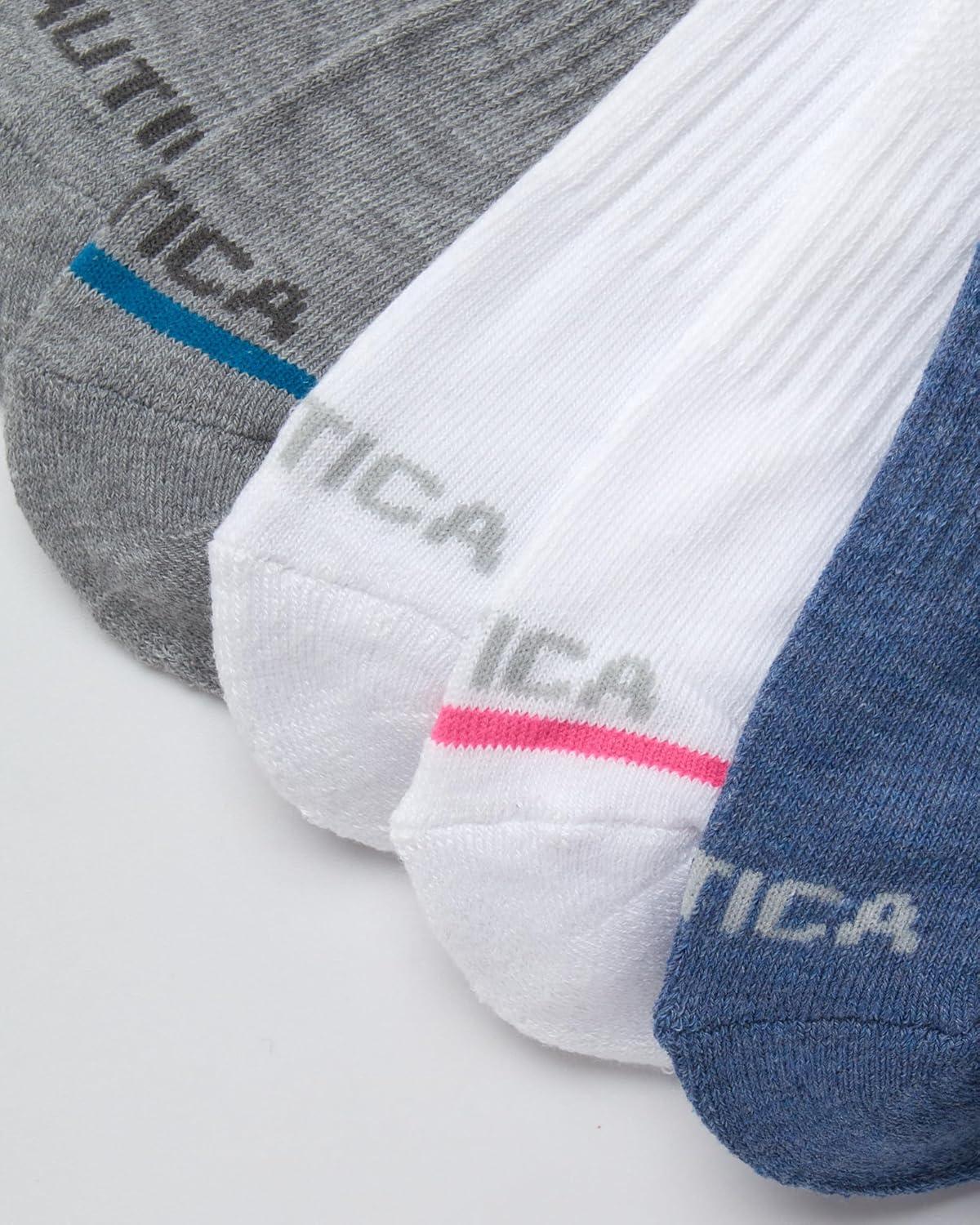 imageNautica Womens Quarter Socks 6 Pack Cushioned Moisture Wicking Breathable Womens Crew Socks for Running and WorkoutsDenim Assorted