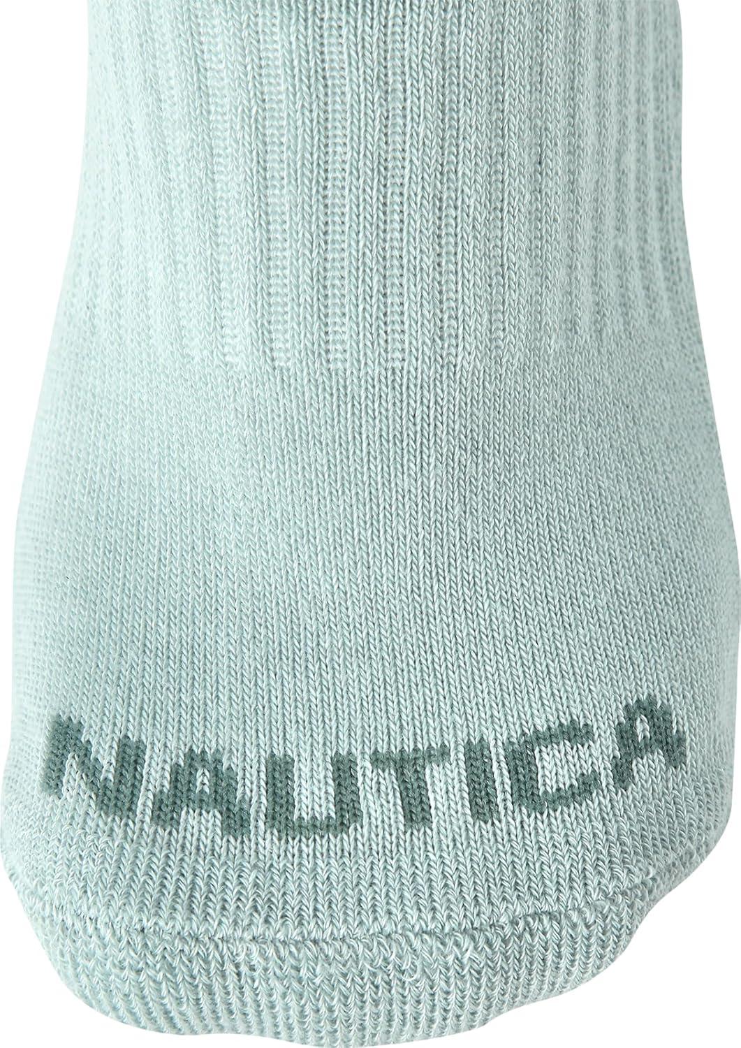 imageNautica Womens Quarter Socks 6 Pack Cushioned Moisture Wicking Breathable Womens Crew Socks for Running and WorkoutsGreen Assorted