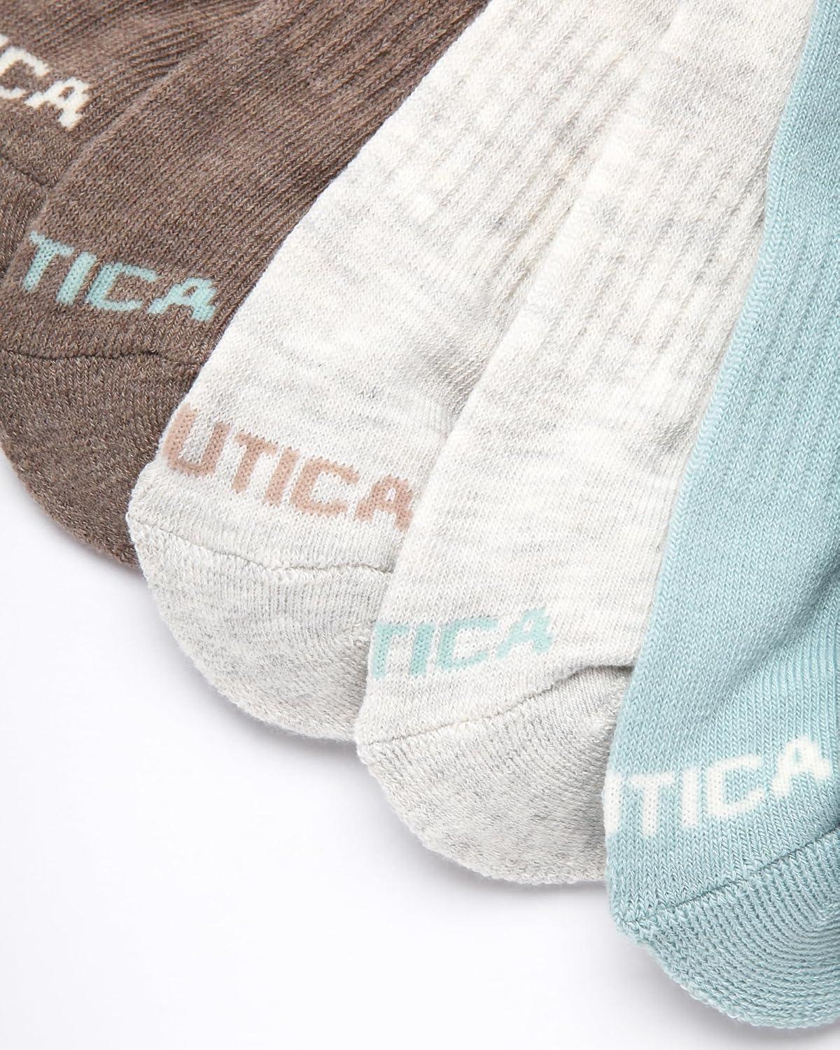 imageNautica Womens Quarter Socks 6 Pack Cushioned Moisture Wicking Breathable Womens Crew Socks for Running and WorkoutsGreen Assorted