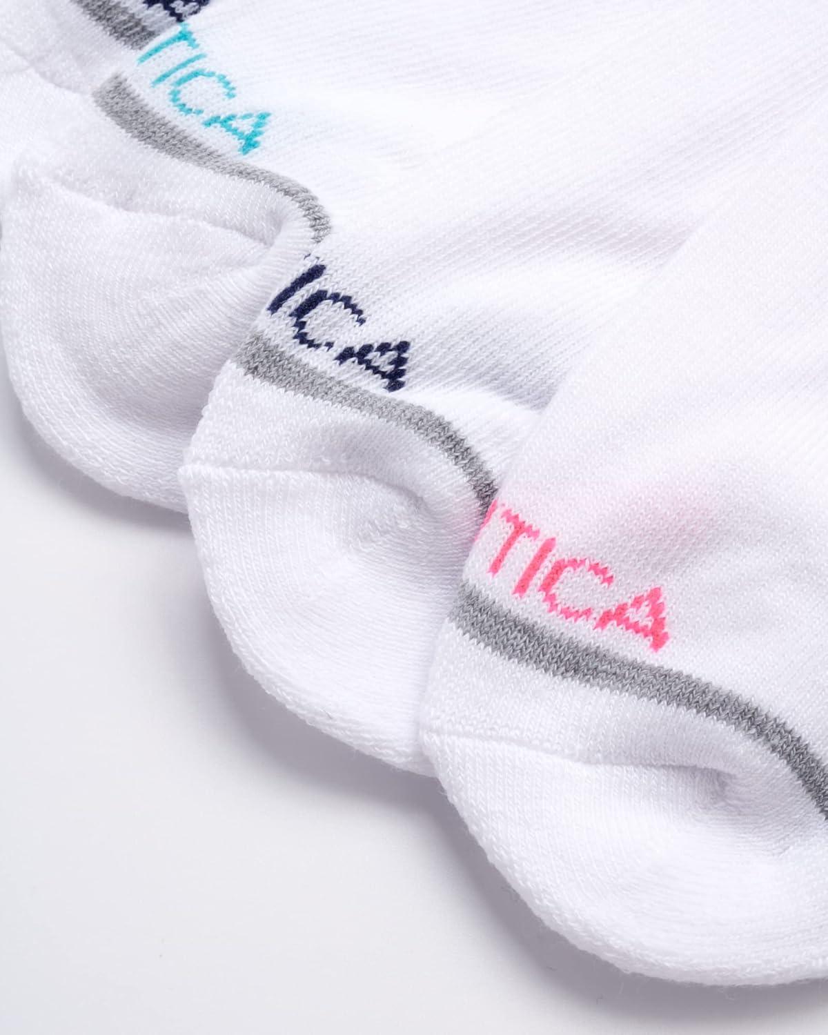 imageNautica Womens Quarter Socks 6 Pack Cushioned Moisture Wicking Breathable Womens Crew Socks for Running and WorkoutsWhite