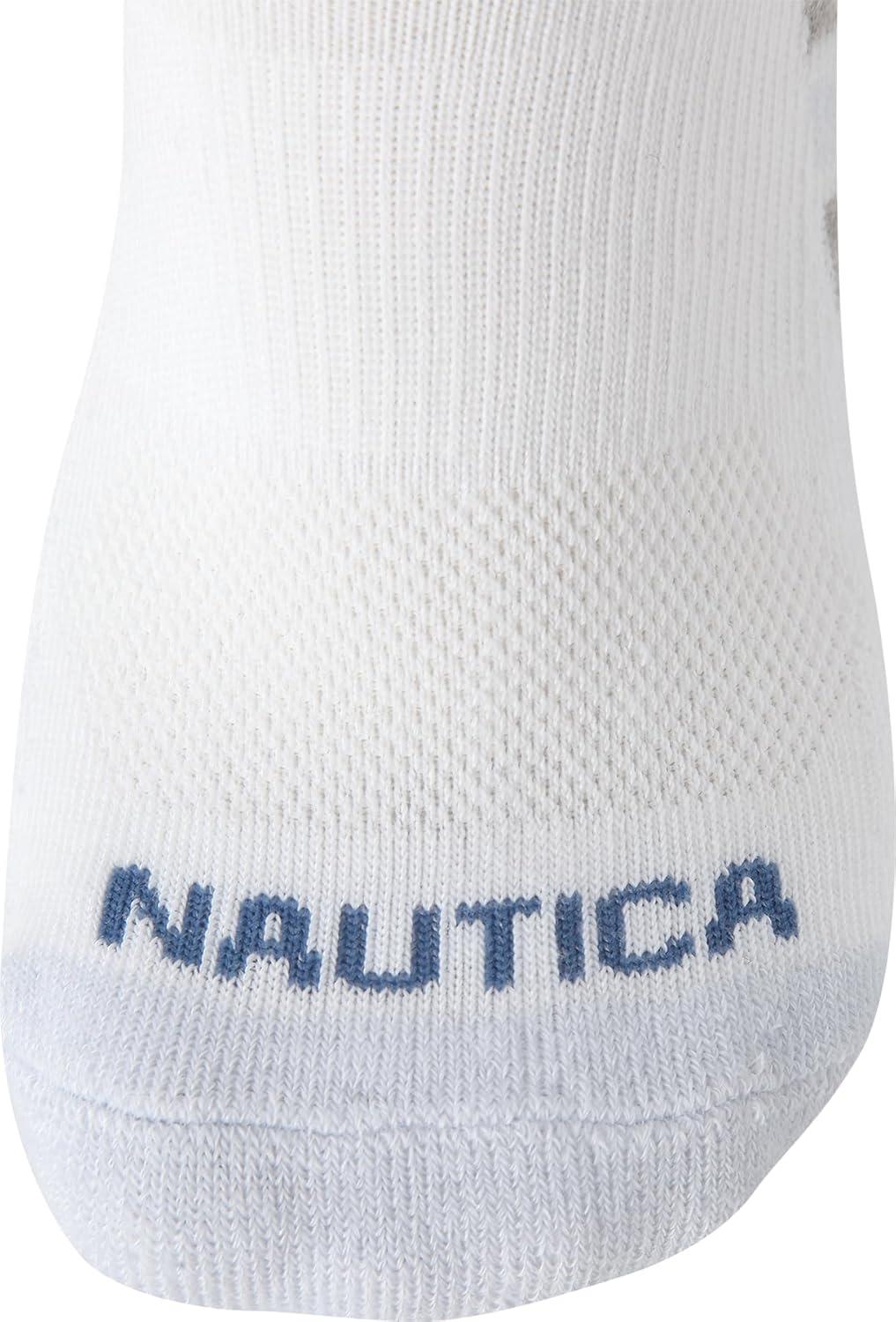 imageNautica Womens Quarter Socks 6 Pack Cushioned Moisture Wicking Breathable Womens Crew Socks for Running and WorkoutsWhite Logo