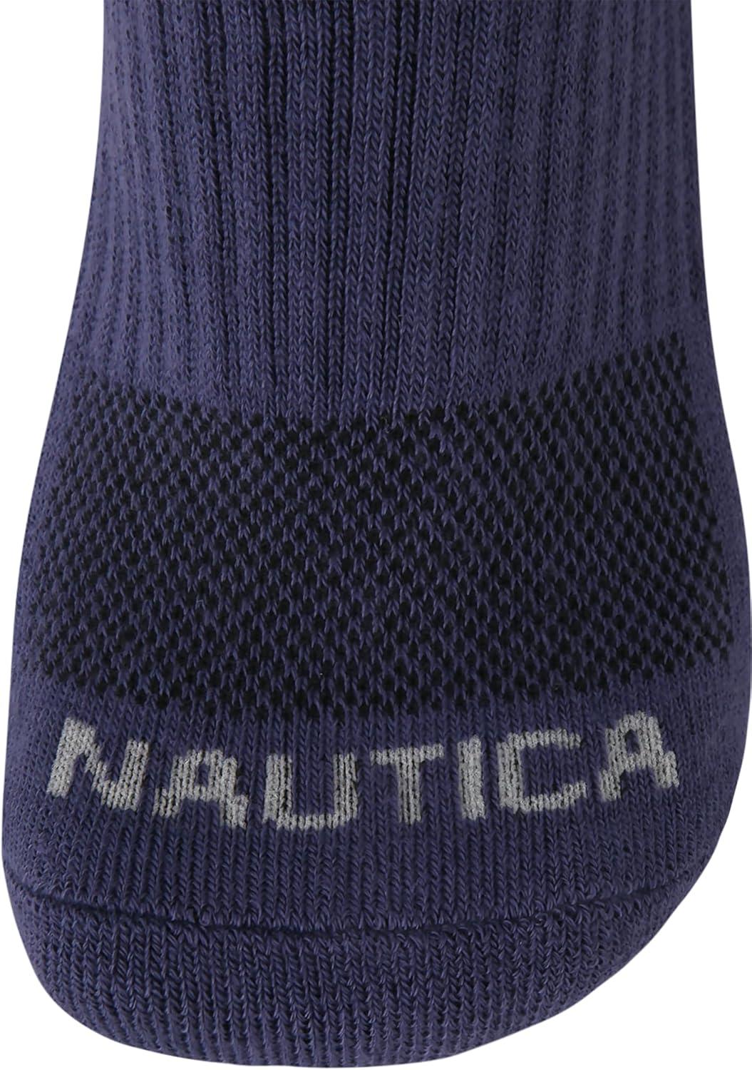 imageNautica Womens Quarter Socks 6 Pack Cushioned Moisture Wicking Breathable Womens Crew Socks for Running and WorkoutsWhiteGreyBlue