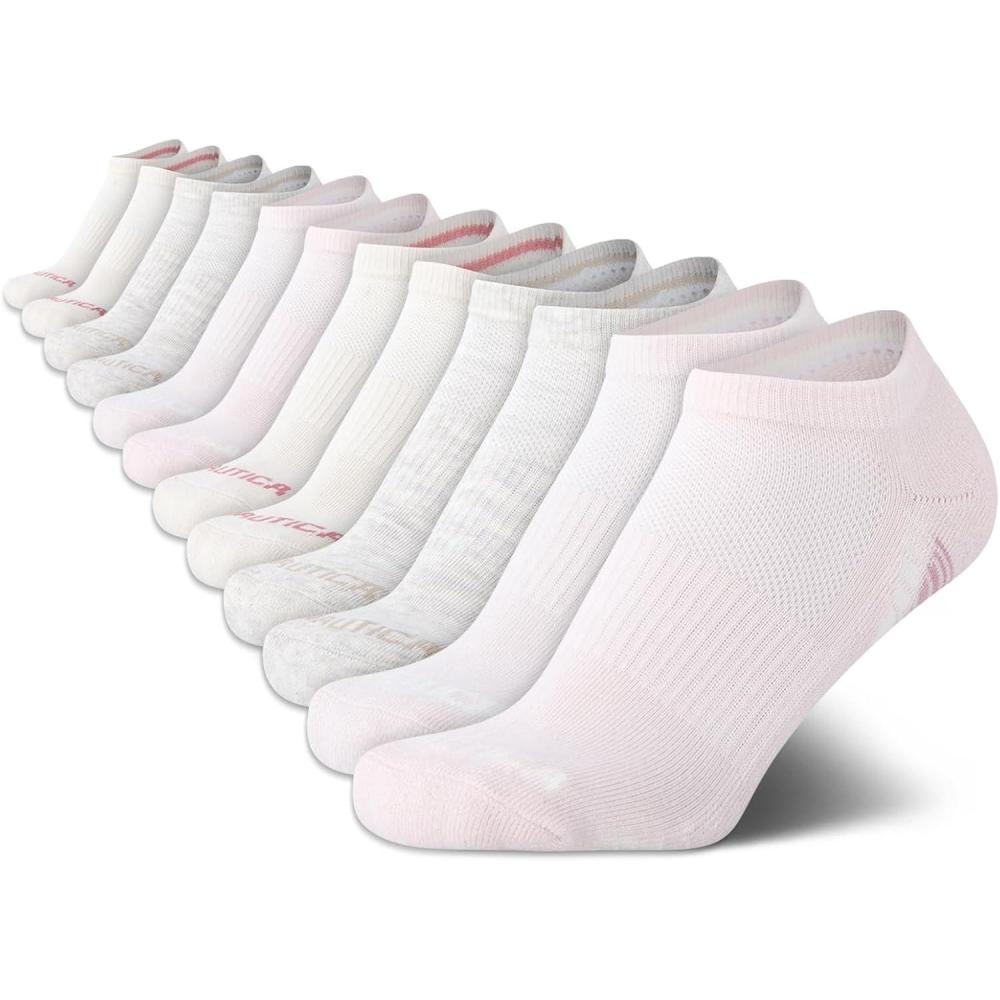 imageNautica Womens Low Cut Socks 12 Pack Moisture Wicking Cushioned Athletic No Show Socks for WomenPink Oatmeal