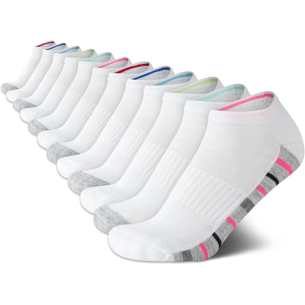 imageNautica Womens Low Cut Socks 12 Pack Moisture Wicking Cushioned Athletic No Show Socks for WomenWhiteGrey Multi