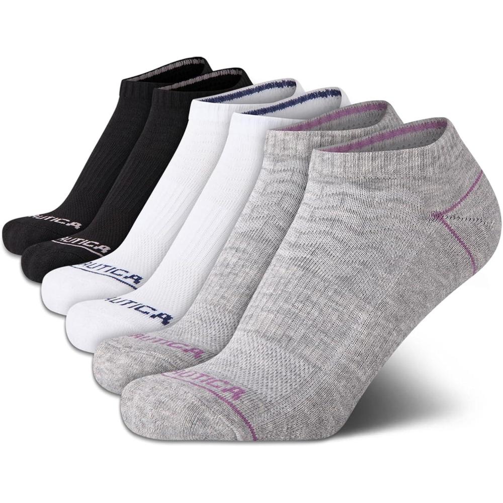imageNautica Womens Low Cut Socks 6 Pack Breathable Cushioned Athletic Performance No Show Socks for Women Sizes 410Assorted