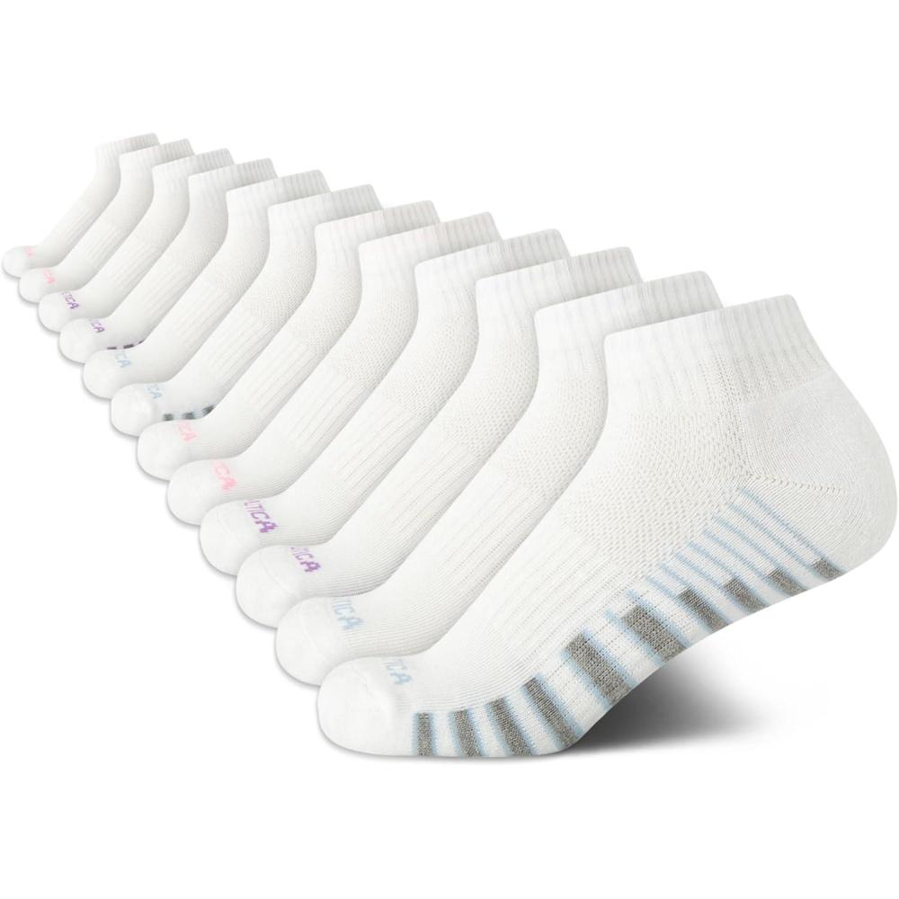 imageNautica Womens Quarter Socks  12 Pack Moisture Control Cushioned Athletic Socks for Women for Sport amp Gym Wear Size 410All White