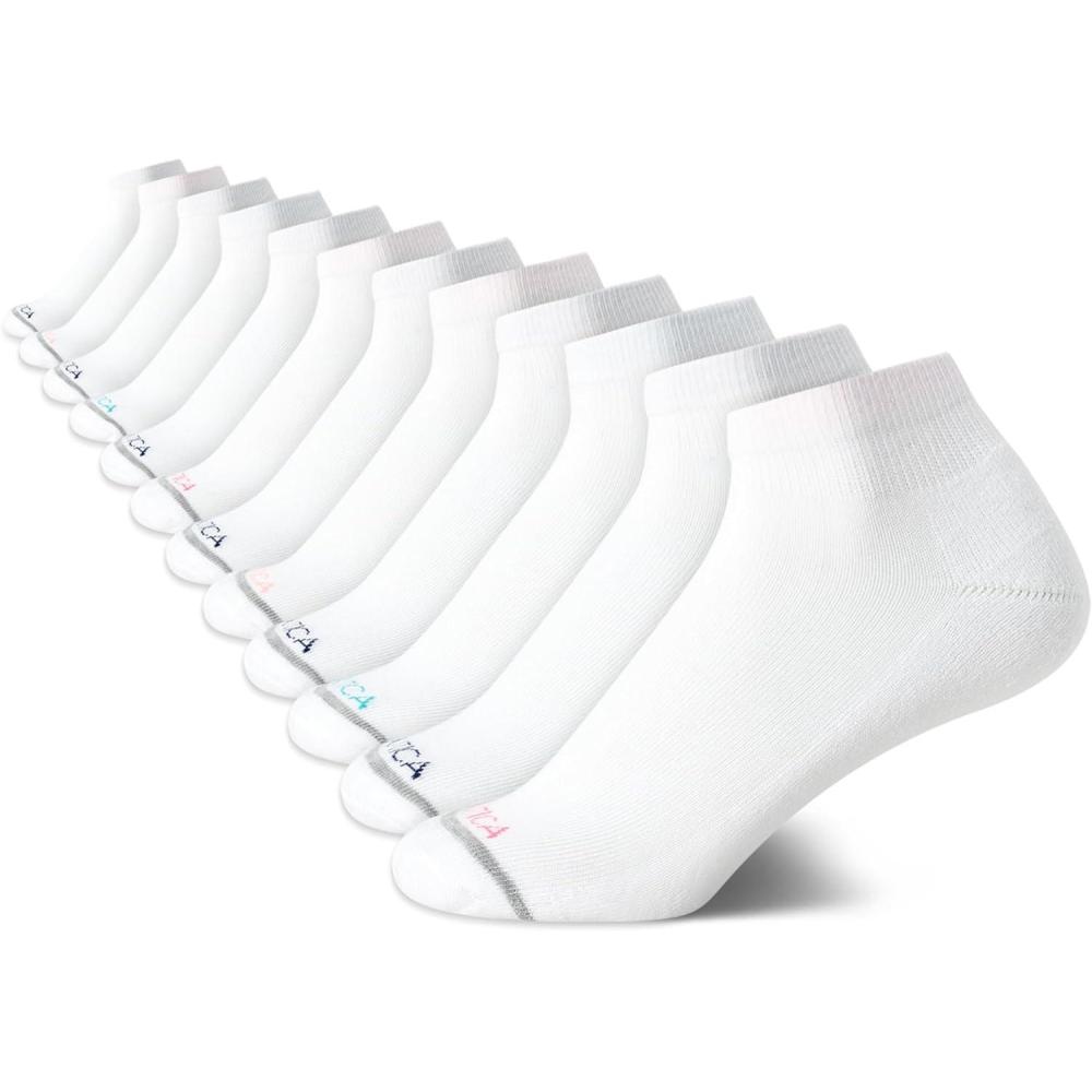 imageNautica Womens Quarter Socks 12 Pack Moisture Control Cushioned Athletic Socks for Women for Sport amp Gym Wear Size 410White