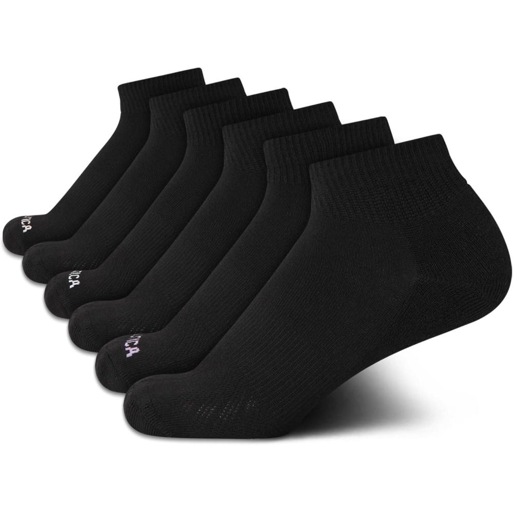 imageNautica Womens Quarter Socks 6 Pack Breathable Cushioned Athletic Performance Ankle Socks for Women Sizes 410Black
