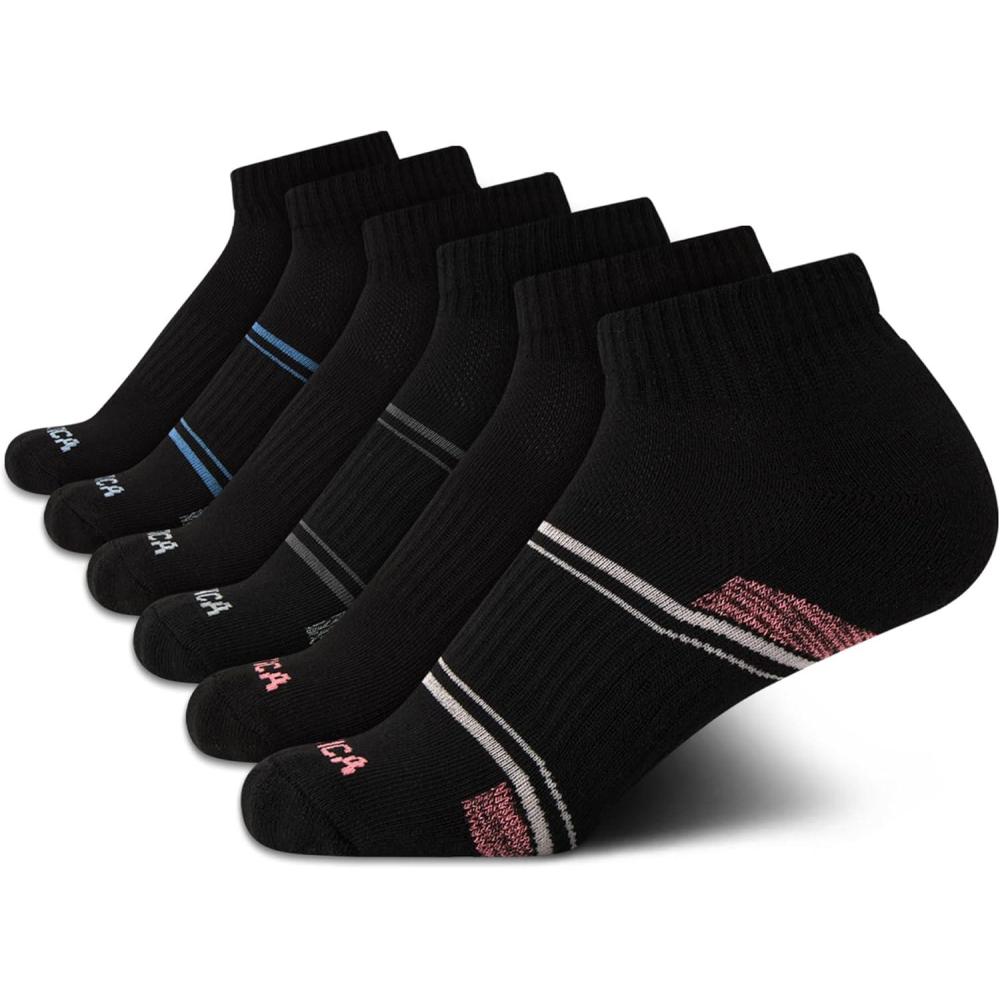 imageNautica Womens Quarter Socks 6 Pack Breathable Cushioned Athletic Performance Ankle Socks for Women Sizes 410Black Logo