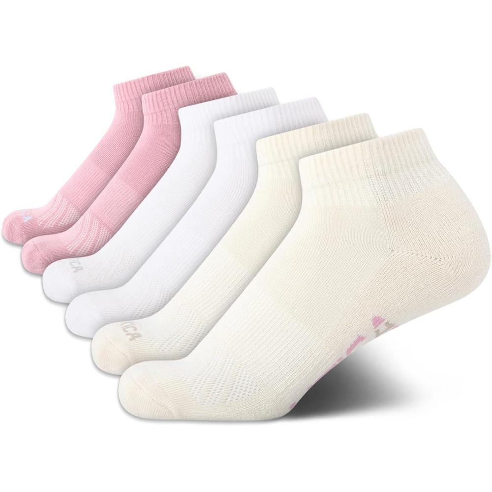 imageNautica Womens Quarter Socks 6 Pack Breathable Cushioned Athletic Performance Ankle Socks for Women Sizes 410Pink Oatmeal