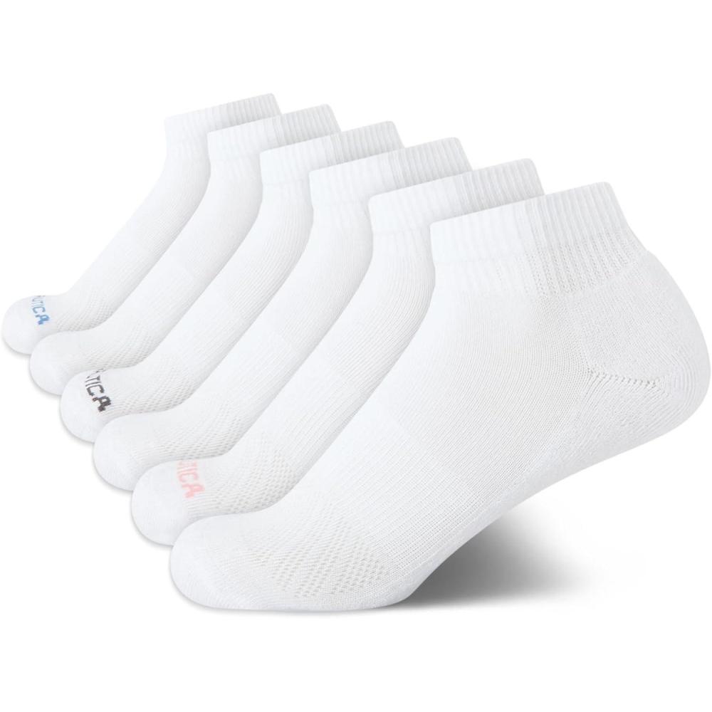 imageNautica Womens Quarter Socks 6 Pack Breathable Cushioned Athletic Performance Ankle Socks for Women Sizes 410Pure White