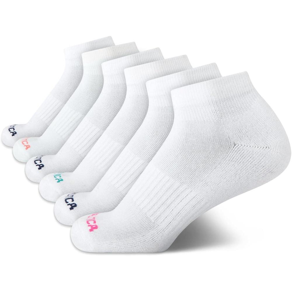 imageNautica Womens Quarter Socks 6 Pack Breathable Cushioned Athletic Performance Ankle Socks for Women Sizes 410Solid White