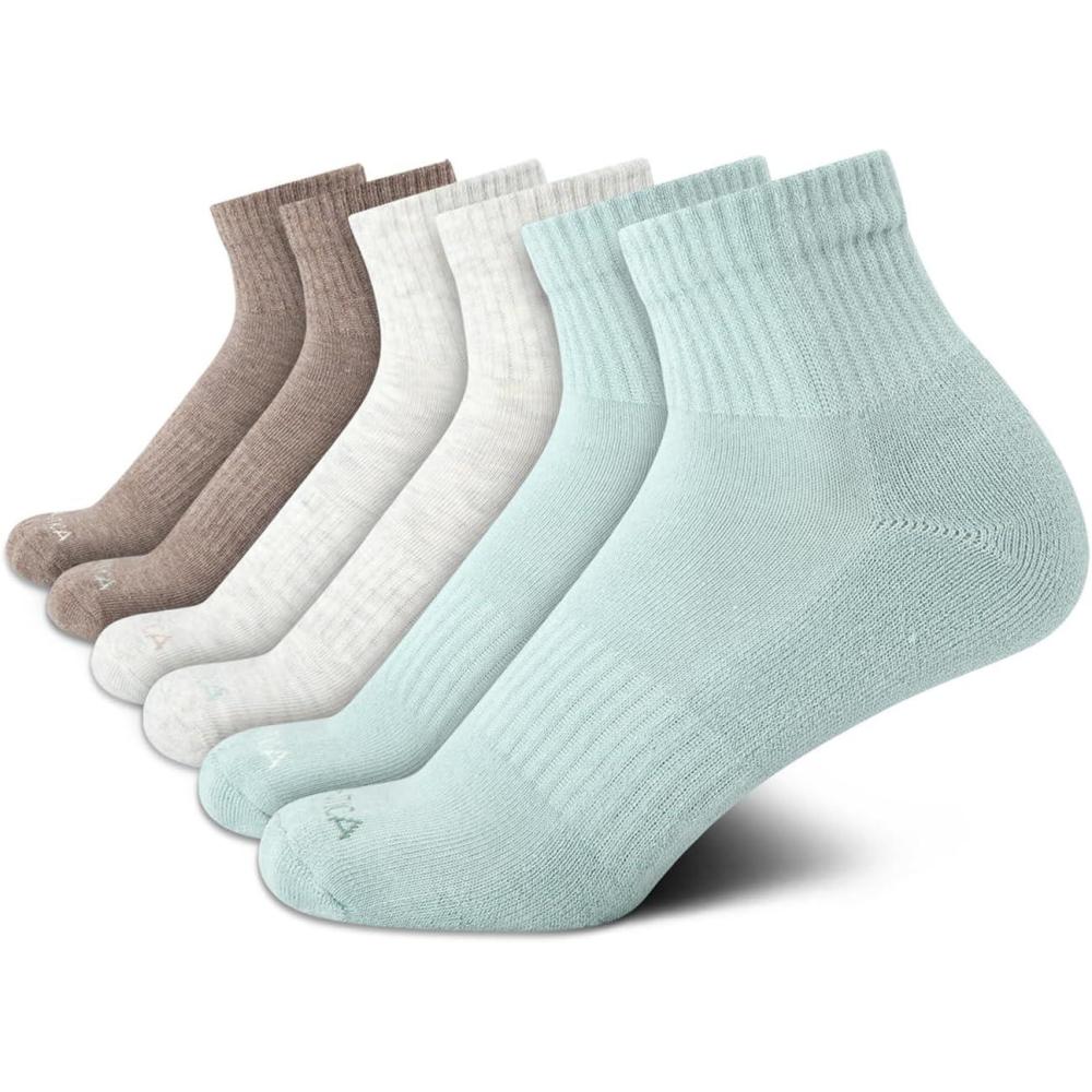 imageNautica Womens Quarter Socks  6 Pack Cushioned Moisture Wicking Athletic Socks for Women for Gym Running Sports 410Green Assorted