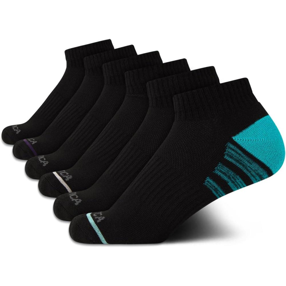 imageNautica Womens Quarter Socks 6 Pack Cushioned Moisture Wicking Breathable Womens Crew Socks for Running and WorkoutsClassic Black