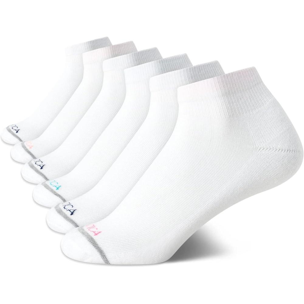 imageNautica Womens Quarter Socks 6 Pack Cushioned Moisture Wicking Breathable Womens Crew Socks for Running and WorkoutsWhite