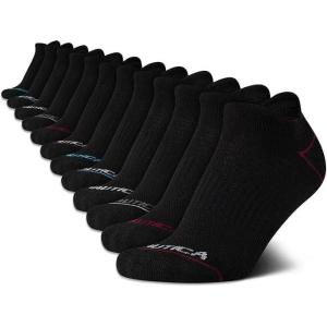 Nautica Womens Ankle Socks – 12 Pack Breathable Mesh Cushioned Low Cut Socks for Women – Gym Athletic Womens Socks (4-10)(Black)