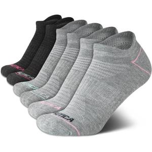 Nautica Womens Ankle Socks – 6 Pack Cushioned Low Cut Tab Breathable Athletic Socks with Arch Support Running Sock for Women(Grey)