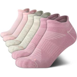 Nautica Womens Ankle Socks – 6 Pack Cushioned Low Cut Tab Breathable Athletic Socks with Arch Support Running Sock for Women(Mauve)