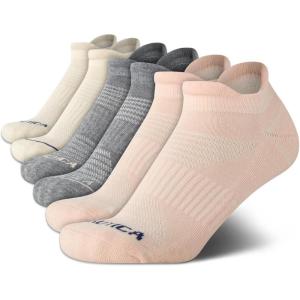 Nautica Womens Ankle Socks – 6 Pack Cushioned Low Cut Tab Breathable Athletic Socks with Arch Support Running Sock for Women(Pink Assorted)