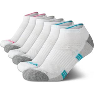 Nautica Womens Ankle Socks – 6 Pack Cushioned Low Cut Tab Breathable Athletic Socks with Arch Support Running Sock for Women(White/Blue)