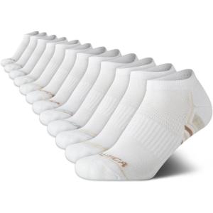 Nautica Womens Low Cut Socks – 12 Pack Moisture Wicking Cushioned Athletic No Show Socks for Women(All White)