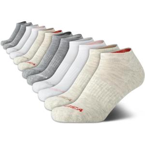 Nautica Womens Low Cut Socks – 12 Pack Moisture Wicking Cushioned Athletic No Show Socks for Women(Beige/White/Grey)