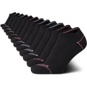 Nautica Womens Low Cut Socks – 12 Pack Moisture Wicking Cushioned Athletic No Show Socks for Women(Black Logo)