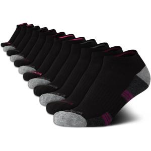 Nautica Womens Low Cut Socks – 12 Pack Moisture Wicking Cushioned Athletic No Show Socks for Women(Black/Pink)
