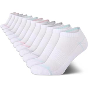 Nautica Womens Low Cut Socks – 12 Pack Moisture Wicking Cushioned Athletic No Show Socks for Women(White Logo)