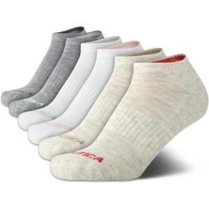 Nautica Womens No Show Socks – 6 Pack Breathable Cushioned Athletic Performance Low Cut Socks for Women (Sizes: 4-10)(Beige/White/Grey)