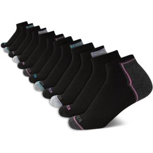 Nautica Women’s Quarter Cut Moisture Control Athletic Socks with Cushioned Comfort (12 Pack)(Black Multi)