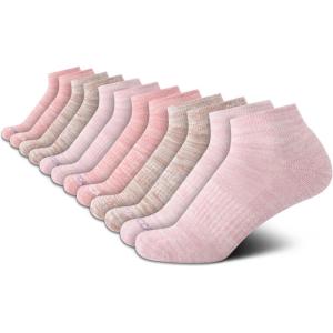Nautica Women’s Quarter Cut Moisture Control Athletic Socks with Cushioned Comfort (12 Pack)(Mauve Assorted)