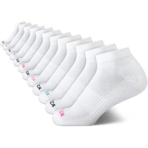 Nautica Women’s Quarter Cut Moisture Control Athletic Socks with Cushioned Comfort (12 Pack)(Solid White)