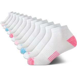 Nautica Womens Quarter Socks – 12 Pack Moisture Control Cushioned Athletic Socks for Women for Sport & Gym Wear (Size: 4-10)(White Pink)