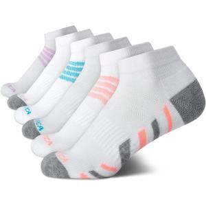 Nautica Womens Quarter Socks – 6 Pack Breathable Cushioned Athletic Performance Ankle Socks for Women (Sizes: 4-10)(White Stripe)